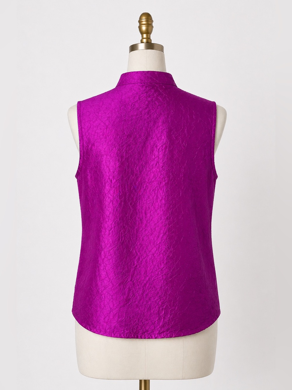 Eileen Fisher 100% Silk Mandarin Collar Blouse Magenta Size M - Picture 4 of 8